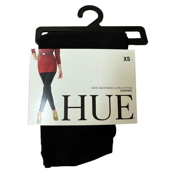 Hue black WIDE WAISTBAND ULTRA COTTON LEGGINGS size XS NWT - Picture 1 of 9